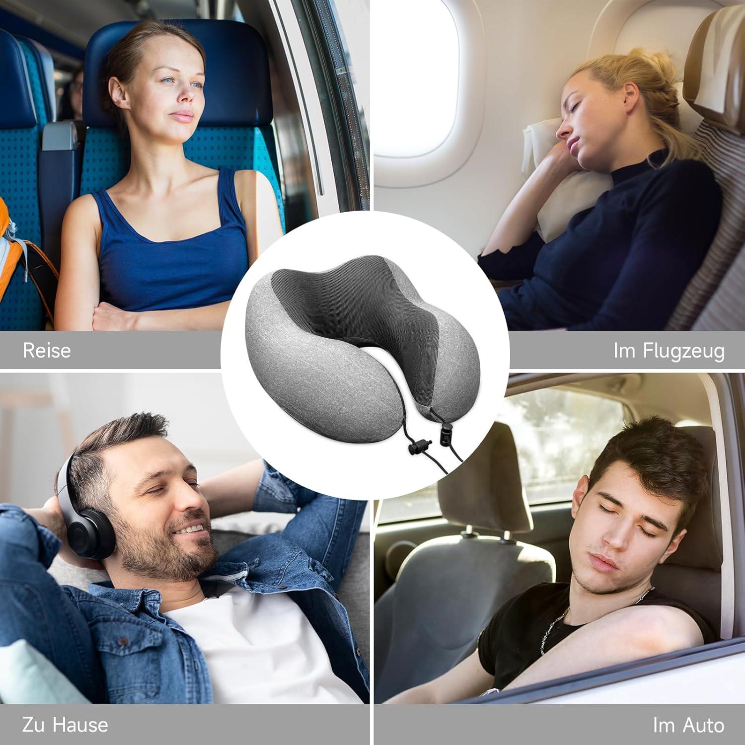 Nackenkissen Memory Foam für Reisen Auto Büro - Grau
