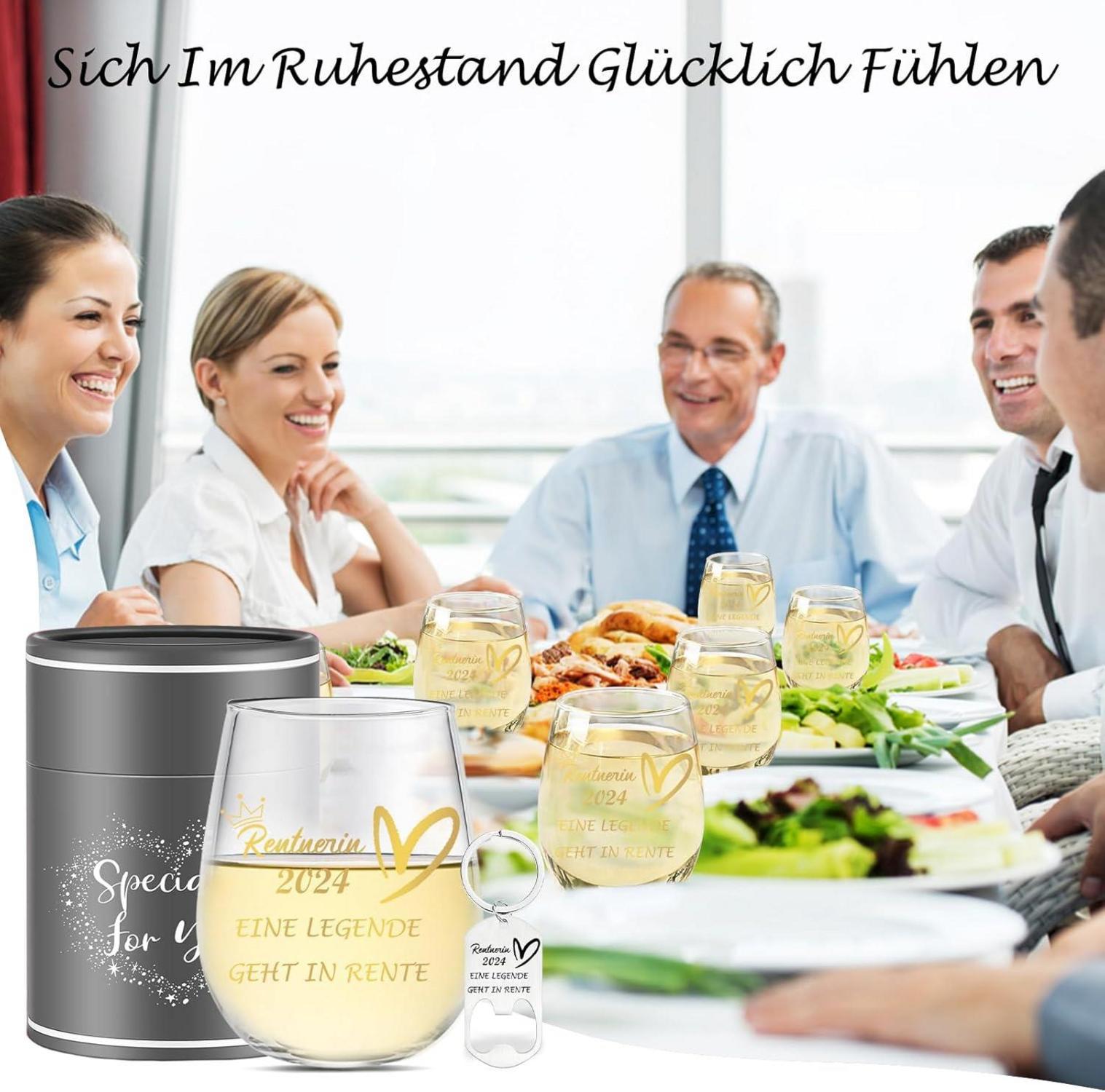 Weingläser Rentner Rente Geschenk 2024 Ruhestand Kollegen 16oz Gläser Grau 2