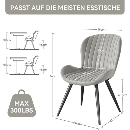Esszimmerstühle 2er Set – Hellgrau, Ergonomisch & Robust
