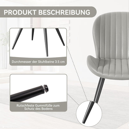 Esszimmerstühle 2er Set – Hellgrau, Ergonomisch & Robust