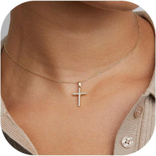 Goldene Kreuz Kette 14K Vergoldet Layered Damen Halskette