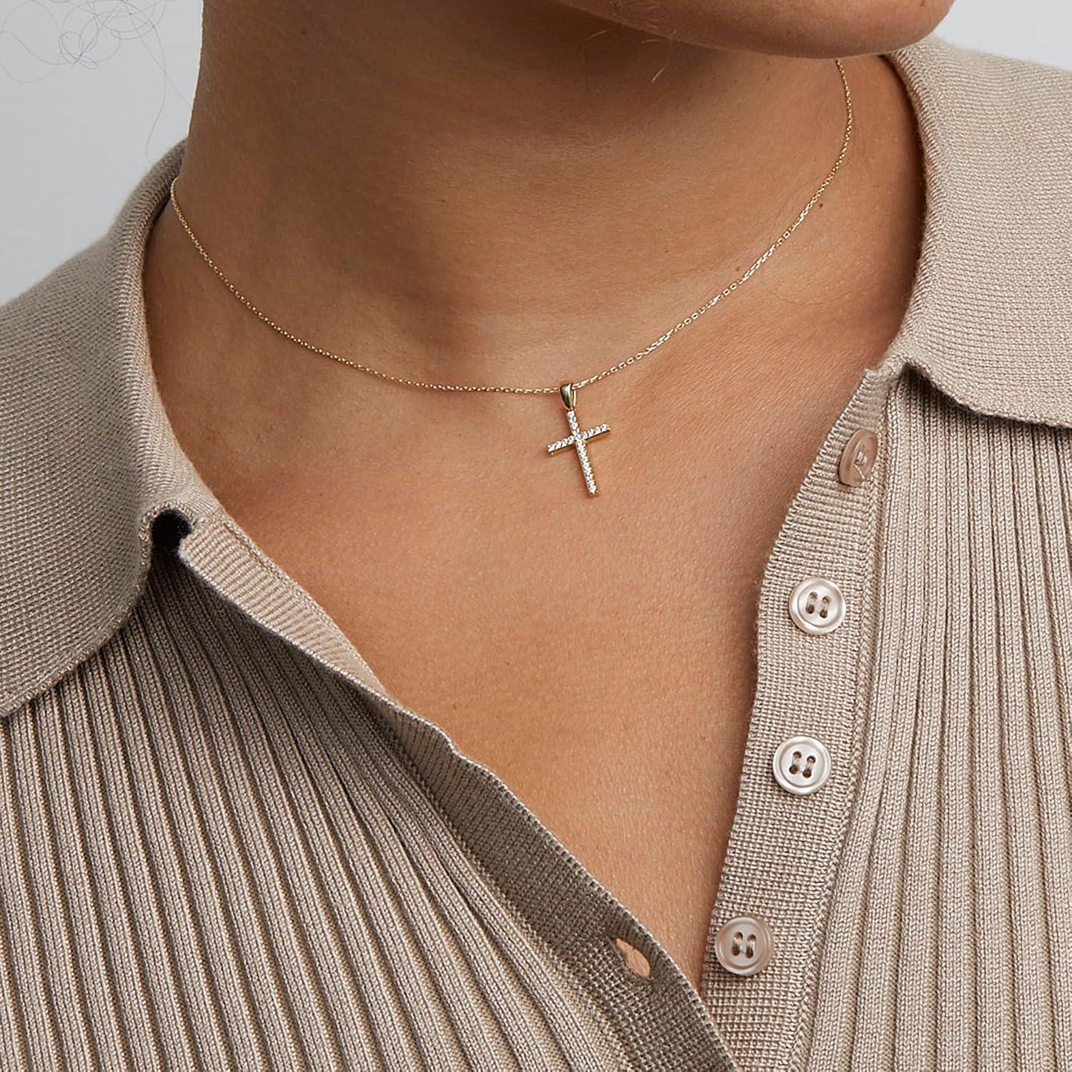 TINGN Kreuz Kette Gold vergoldet Damen Halskette Layered Choker Modeschmuck