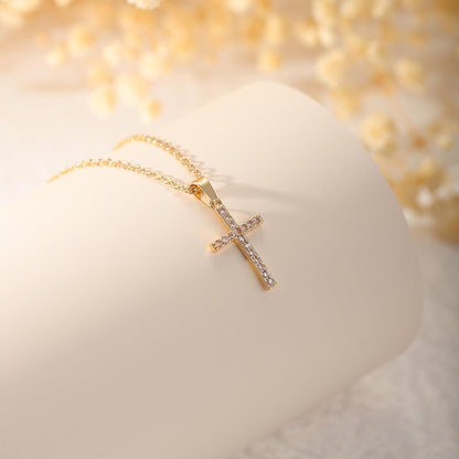 Damen Kreuz Kette Gold 14K Vergoldet Layered Choker Halskette Exquisit