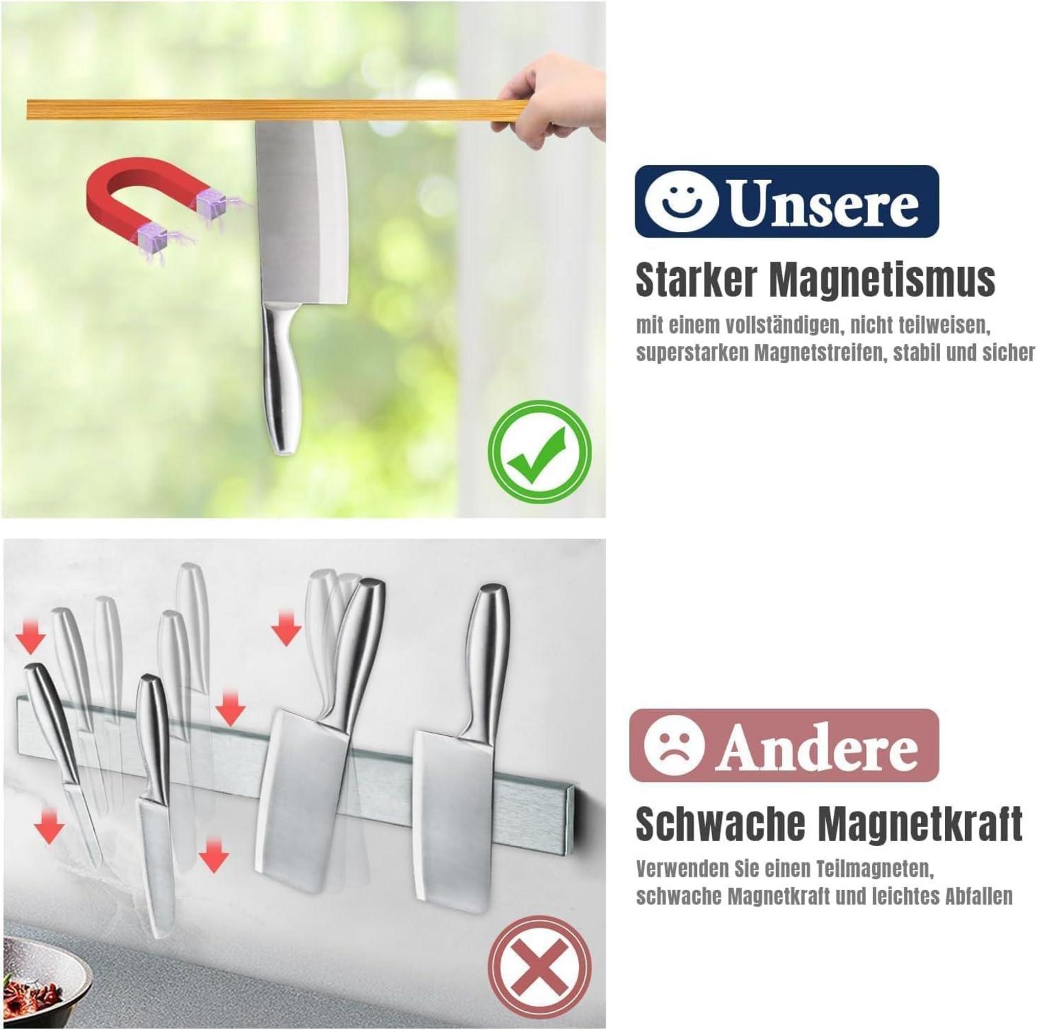 Magnetleiste Messer 40 cm Bambus Holz Magnetisch Haken Küchenmesser