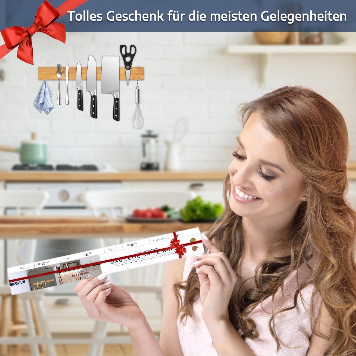 40cm Magnetleiste Messer Bambus Haken ohne Bohren - Dmore