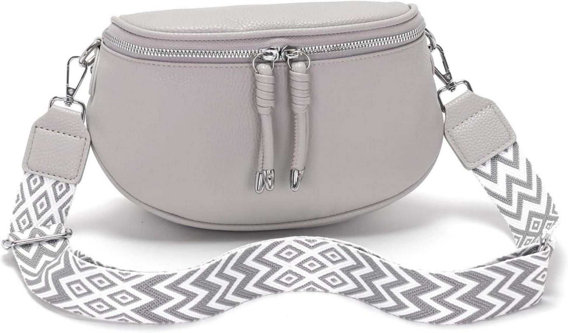Moderne Damen Bauchtasche Grau Crossbody Bag Vegan Ledertasche
