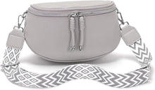 Moderne Damen Bauchtasche Grau Crossbody Bag Vegan Ledertasche