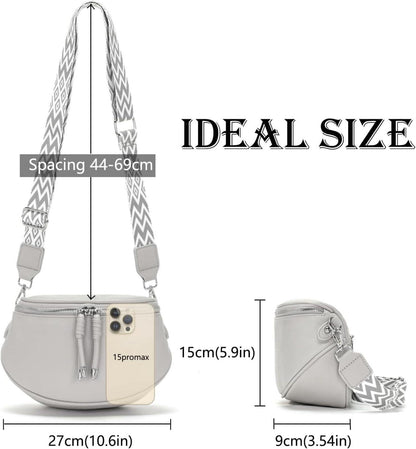 Moderne Damen Bauchtasche Grau Crossbody Bag Vegan Ledertasche