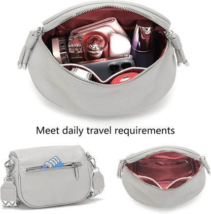 Bauchtasche Damen Crossbody Bag Handtasche Grau Veganes Leder