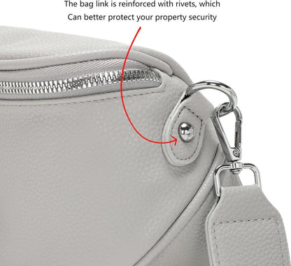 Damen Bauchtasche Grau Crossbody Bag Veganes Leder Handtasche