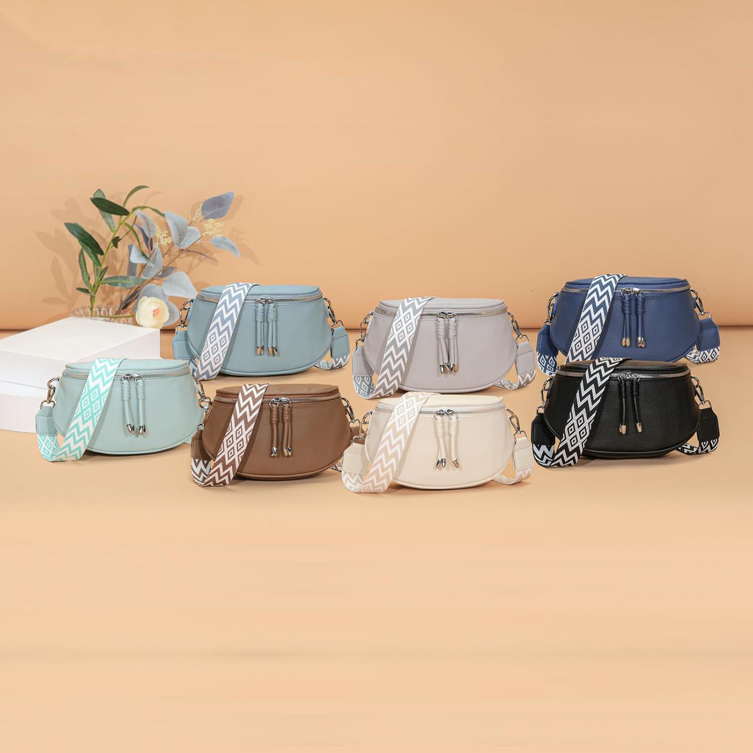 Damen Bauchtasche Hellblau Crossbody Bag Klein Umhängetasche