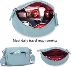 Atgbiem Damen Bauchtasche Hellblau Veganes Leder Umhängetasche Elegante Handtasche