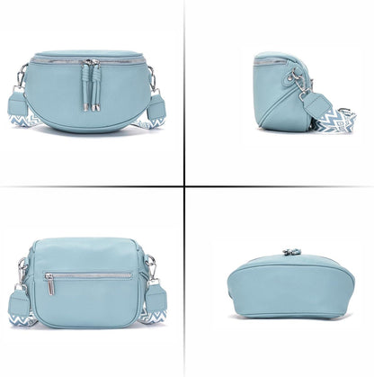 Atgbiem Damen Bauchtasche Hellblau Veganes Leder Umhängetasche Elegante Handtasche