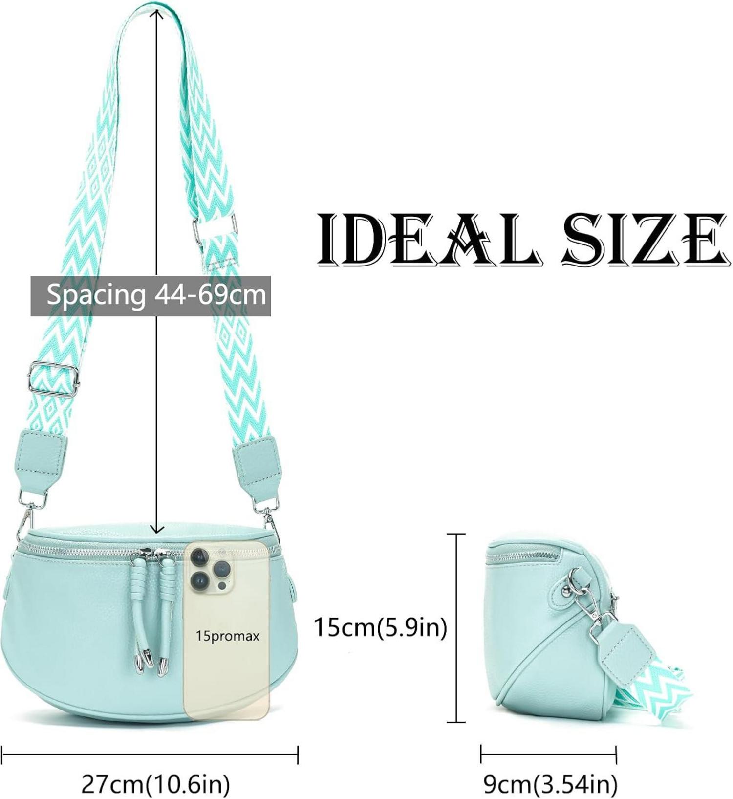 Vegane Bauchtasche Crossbody Bag Damen Hellgrün Leder