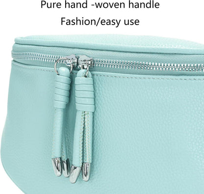 Damen Bauchtasche Crossbody Bag Klein Hellgrün Veganes Leder Einstellbar