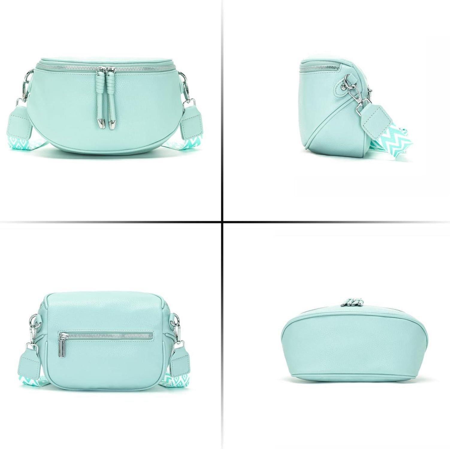 Atgbiem Bauchtasche Damen Hellgrün Crossbody Umhängetasche Vegan Leder