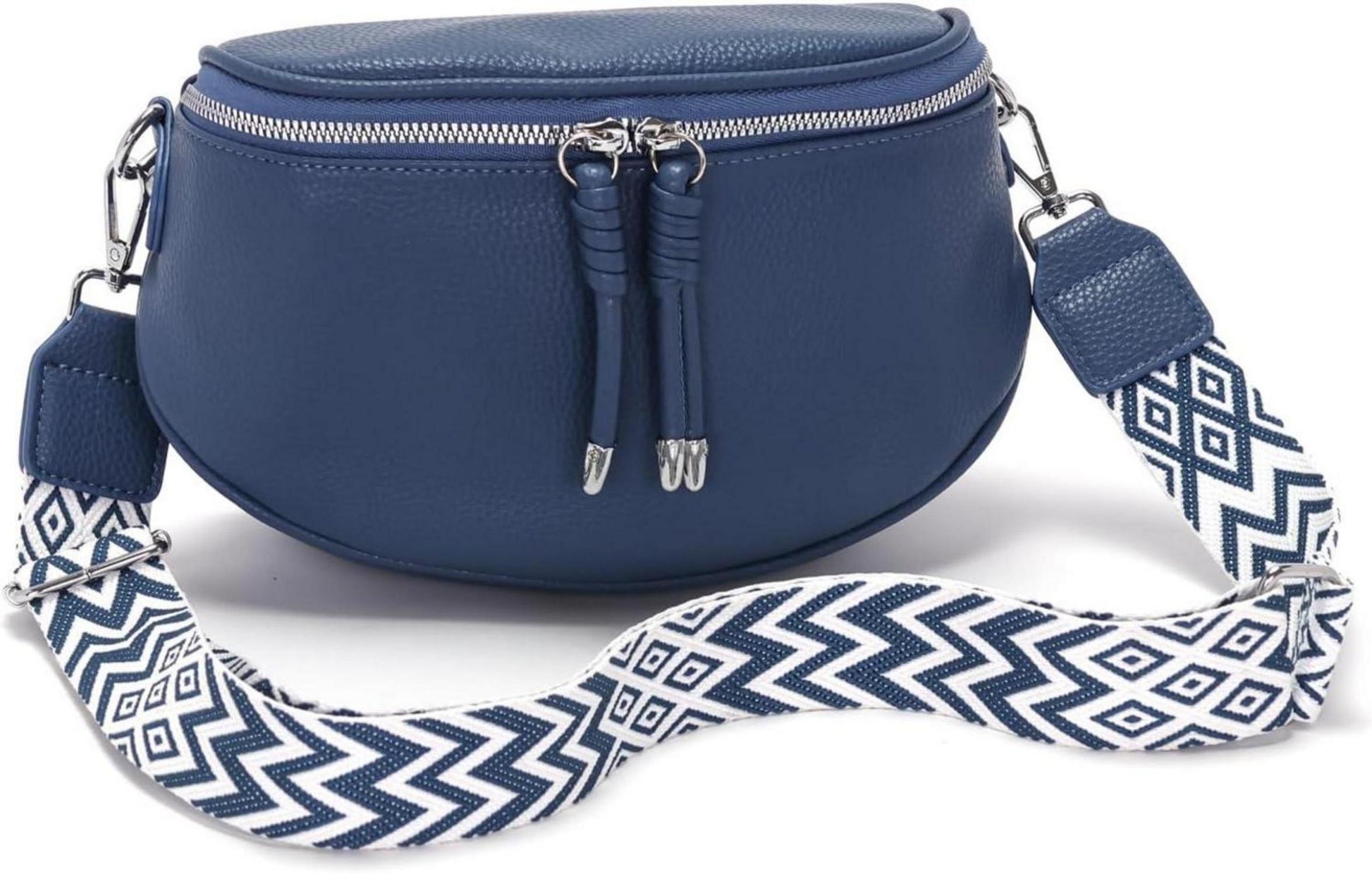 Damen Bauchtasche Blau Crossbody Umhängetasche Handtasche Vegan Leder