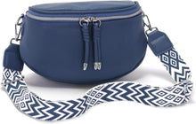 Damen Bauchtasche Blau Crossbody Umhängetasche Handtasche Vegan Leder