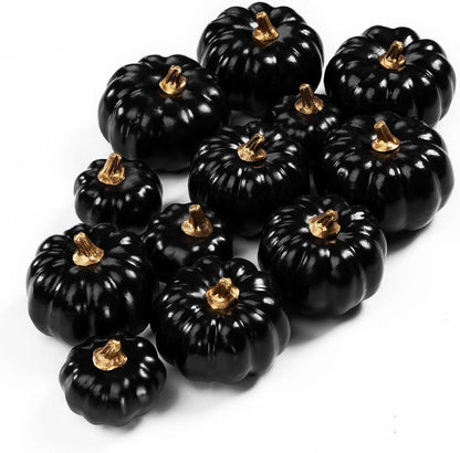 Schwarze Kürbis Herbst Deko Halloween Thanksgiving 12er Set