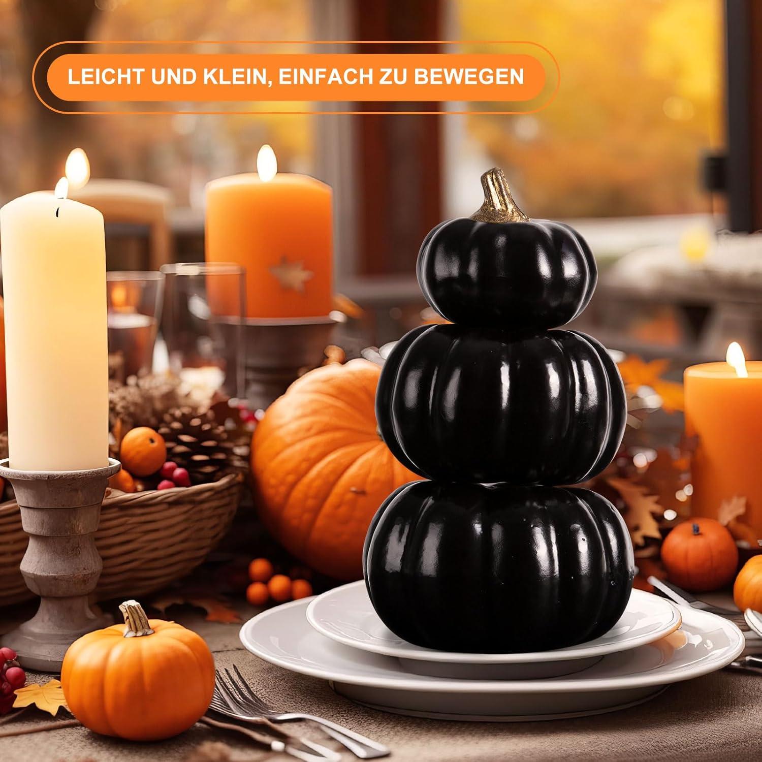 Künstliche Mini Kürbisse Halloween Herbst Deko 12 Stück Schwarz