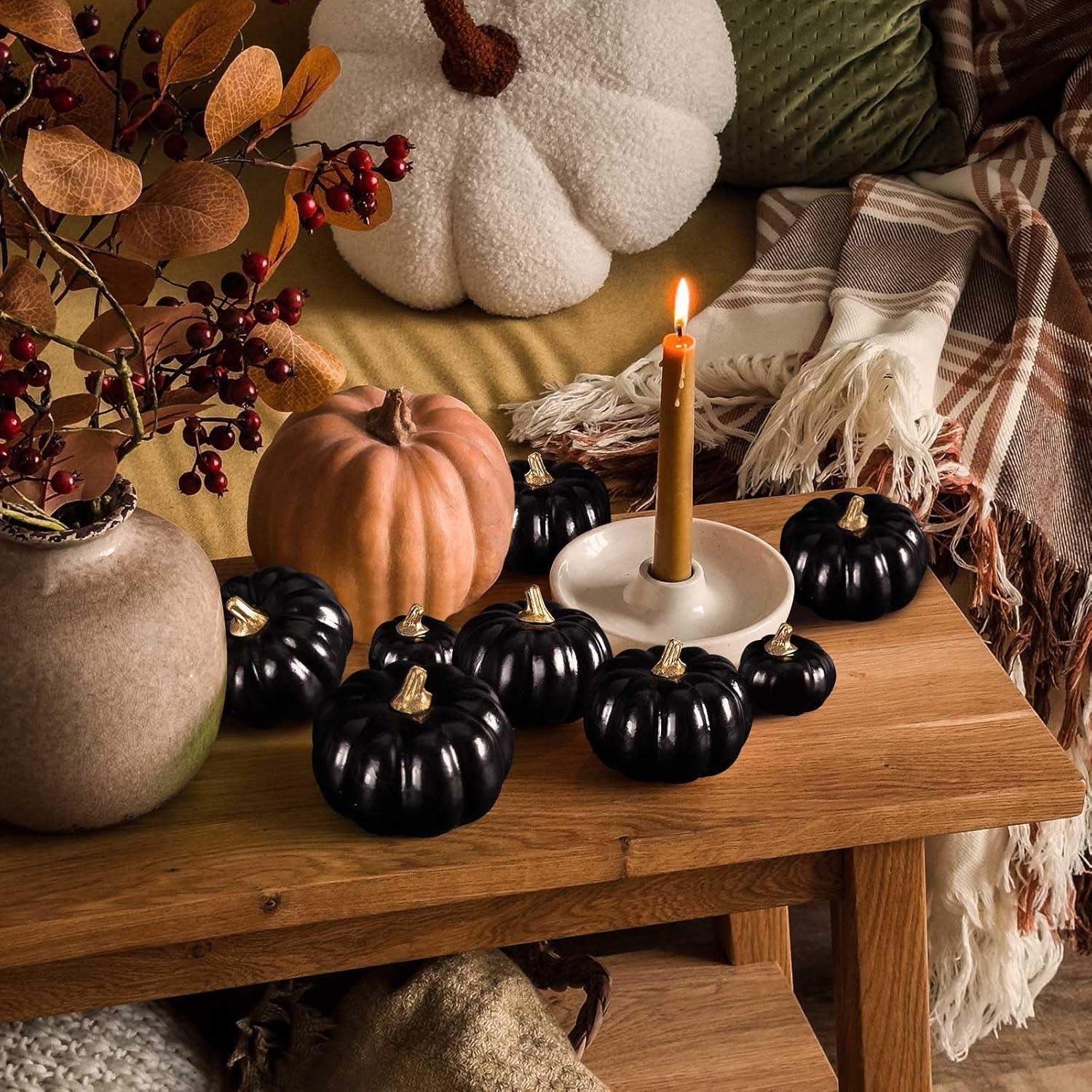 Künstliche Mini Herbst Kürbis Deko Halloween Thanksgiving 12 Stück