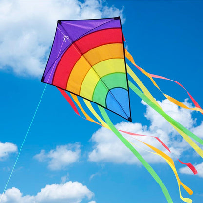 Drachen Flugdrachen Kinder Regenbogen 64x75cm 100m Drachenschnur