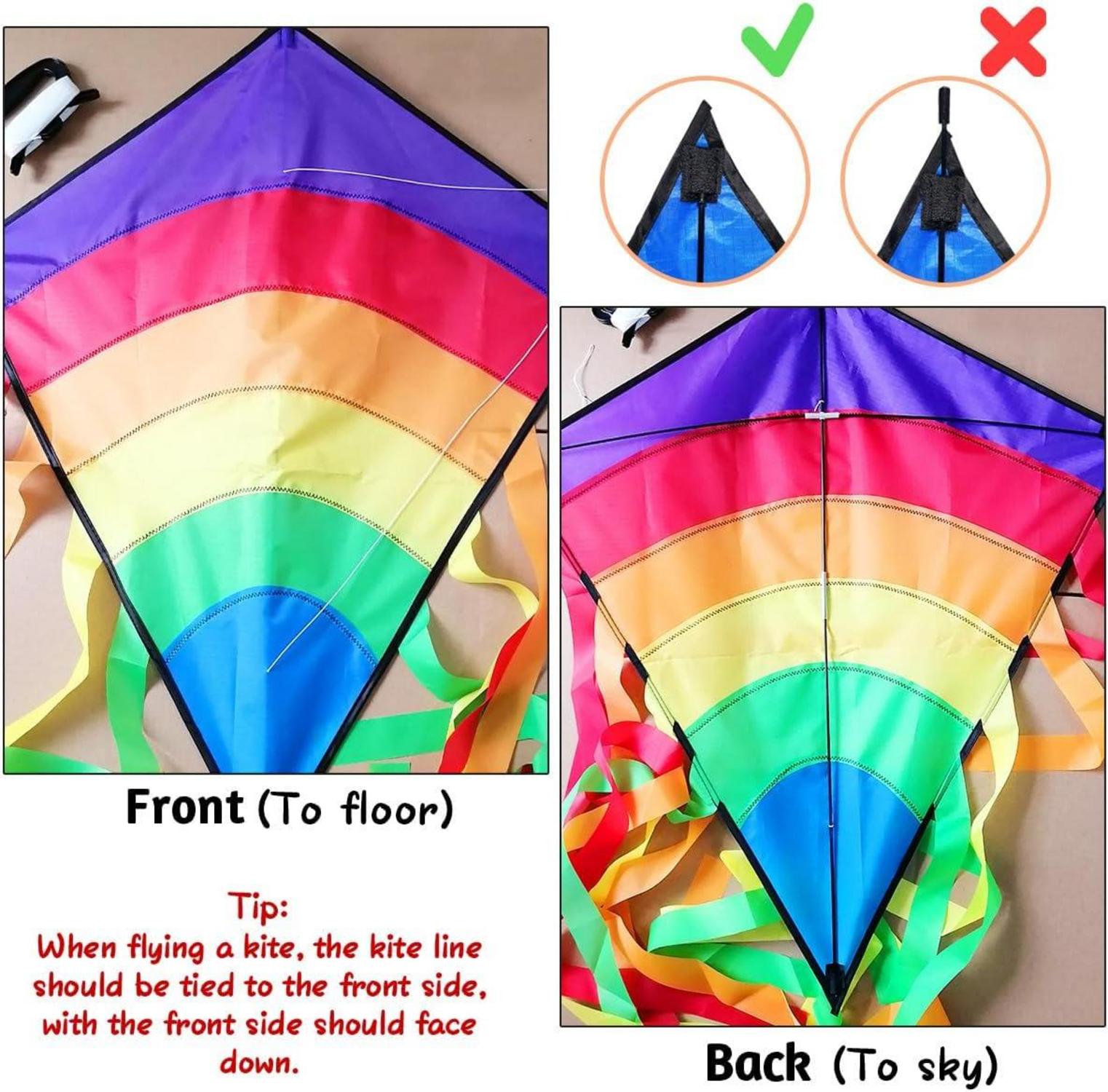 Regenbogen Drachen Kinder Flugspielzeug 64x75cm mit Drachenschnur