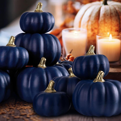 Mini Blaue Kürbis Herbst Deko Set 12 Stück Halloween
