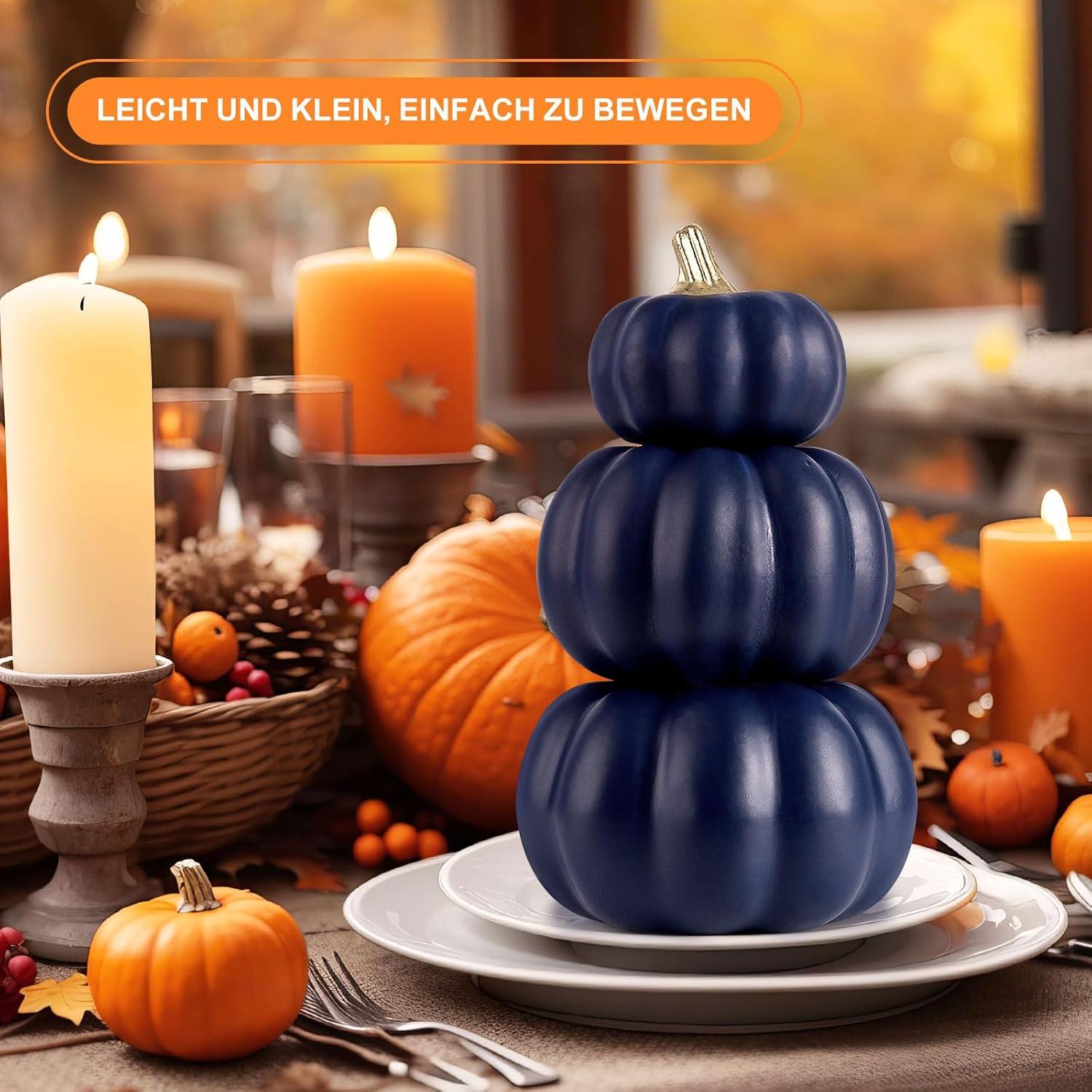 Künstliche Blaue Mini Kürbisse Herbst Halloween Dekoration