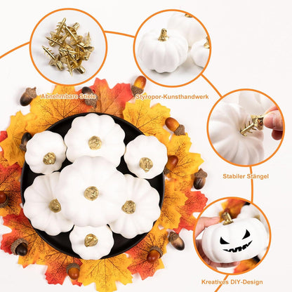 Künstliche Weiße Mini Kürbis Herbst Dekoration Halloween Thanksgiving