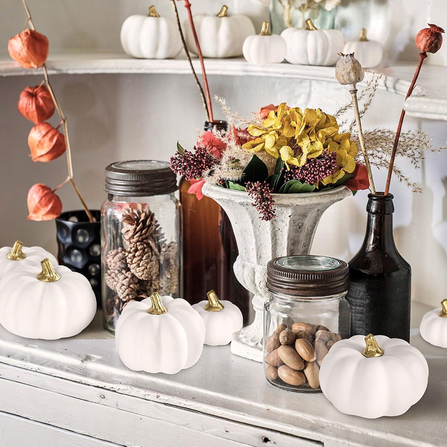Künstliche Mini Kürbis Herbst Deko Halloween Thanksgiving (12