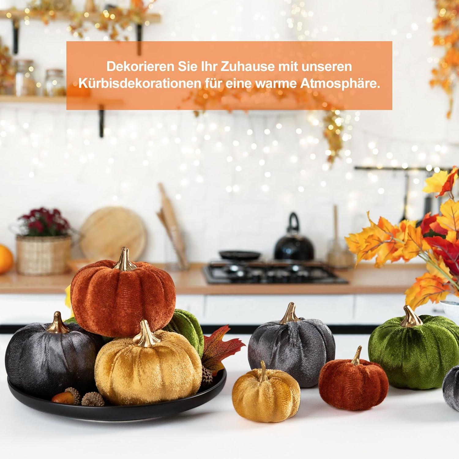 Künstliche Herbstkürbisse Dekoration Set Halloween Thanksgiving 12