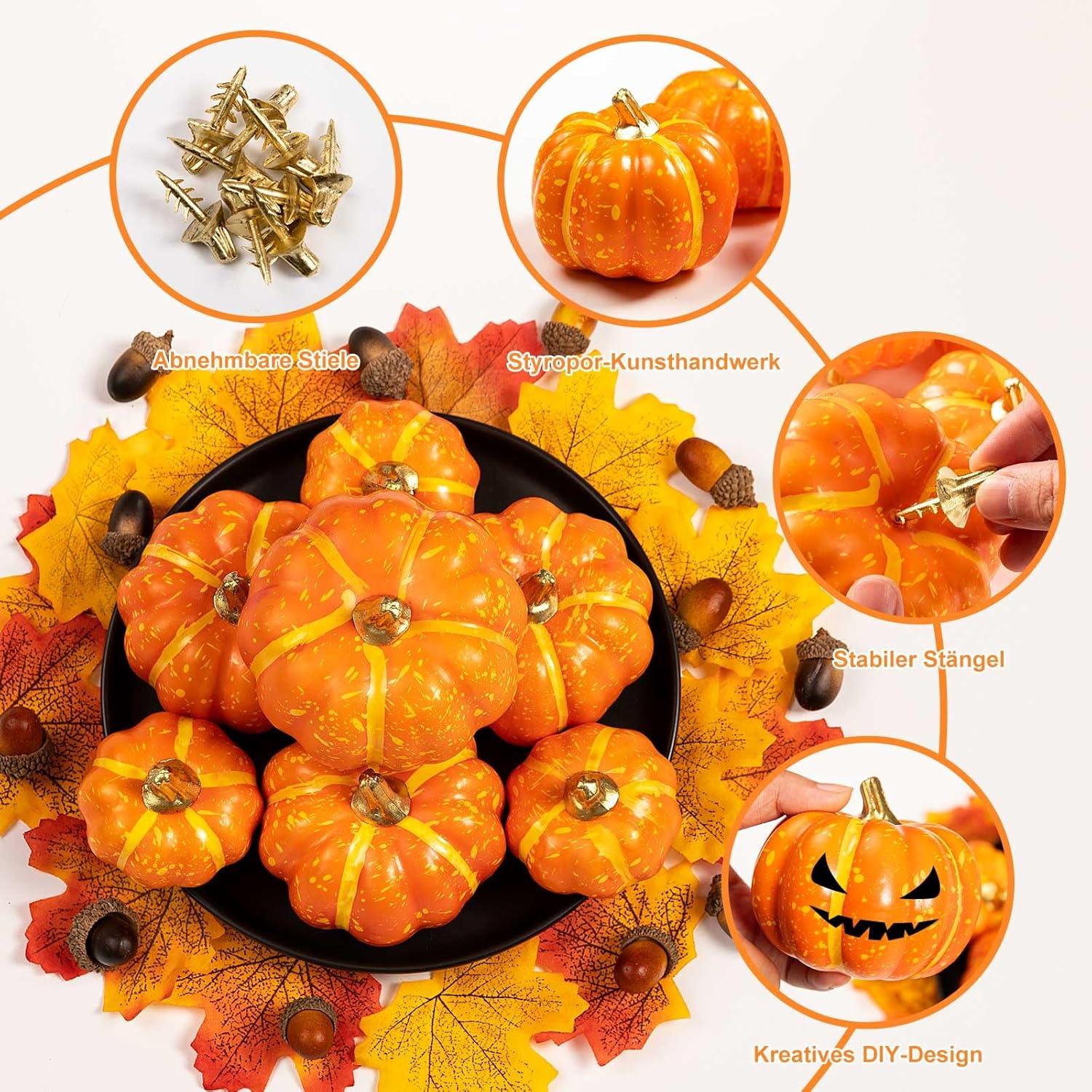 Künstliche Mini Kürbisse Herbst Deko Halloween Thanksgiving 12 Stück