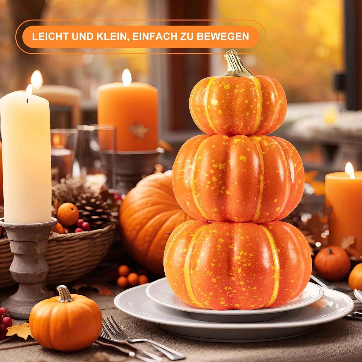 Herbst Kürbis Deko Mini 12 Stück Halloween Thanksgiving Schaum Orange