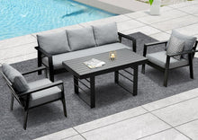 Gartenmöbel Set Aluminium Schwarz 4-TLG. Sofa Einzelsessel Esstisch