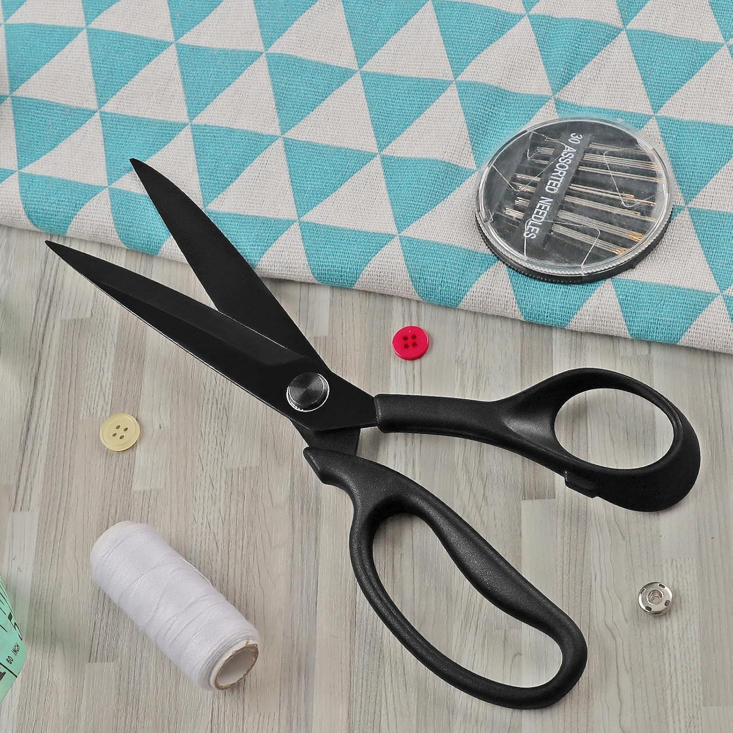 Professionelle Nähschere Stoffschere ultrascharfe Titan Klinge 23 cm Schwarz