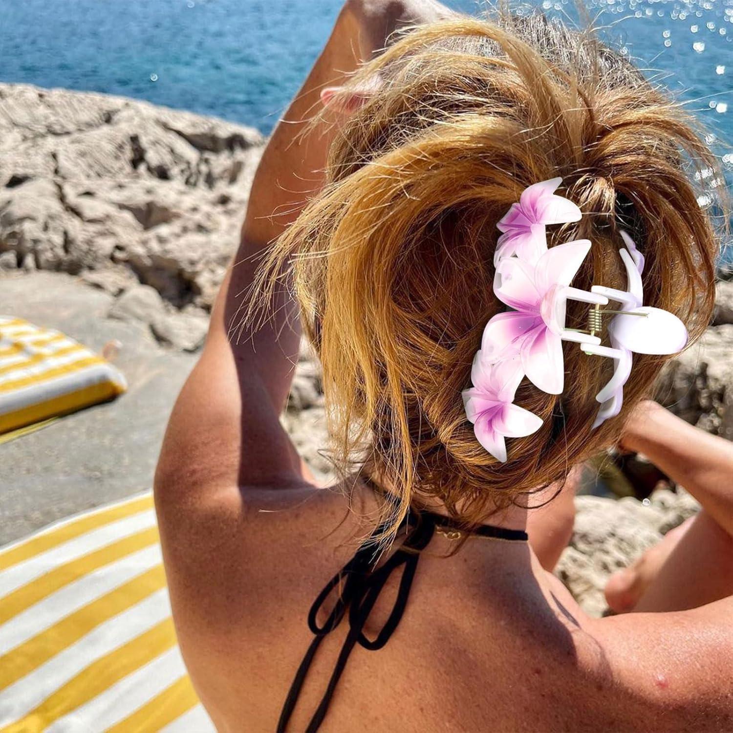 4er Set Blumen-Haarklammern Hawaiian Clip Große Haarspangen Stark Halt