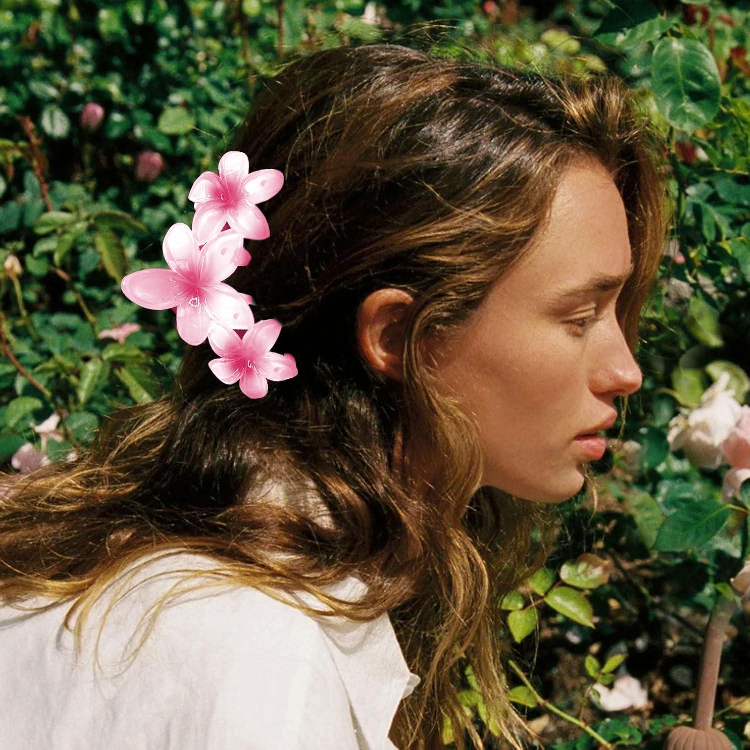 4er Set Hawaiian Blumen-Haarklammern Große Haarspangen festem Halt