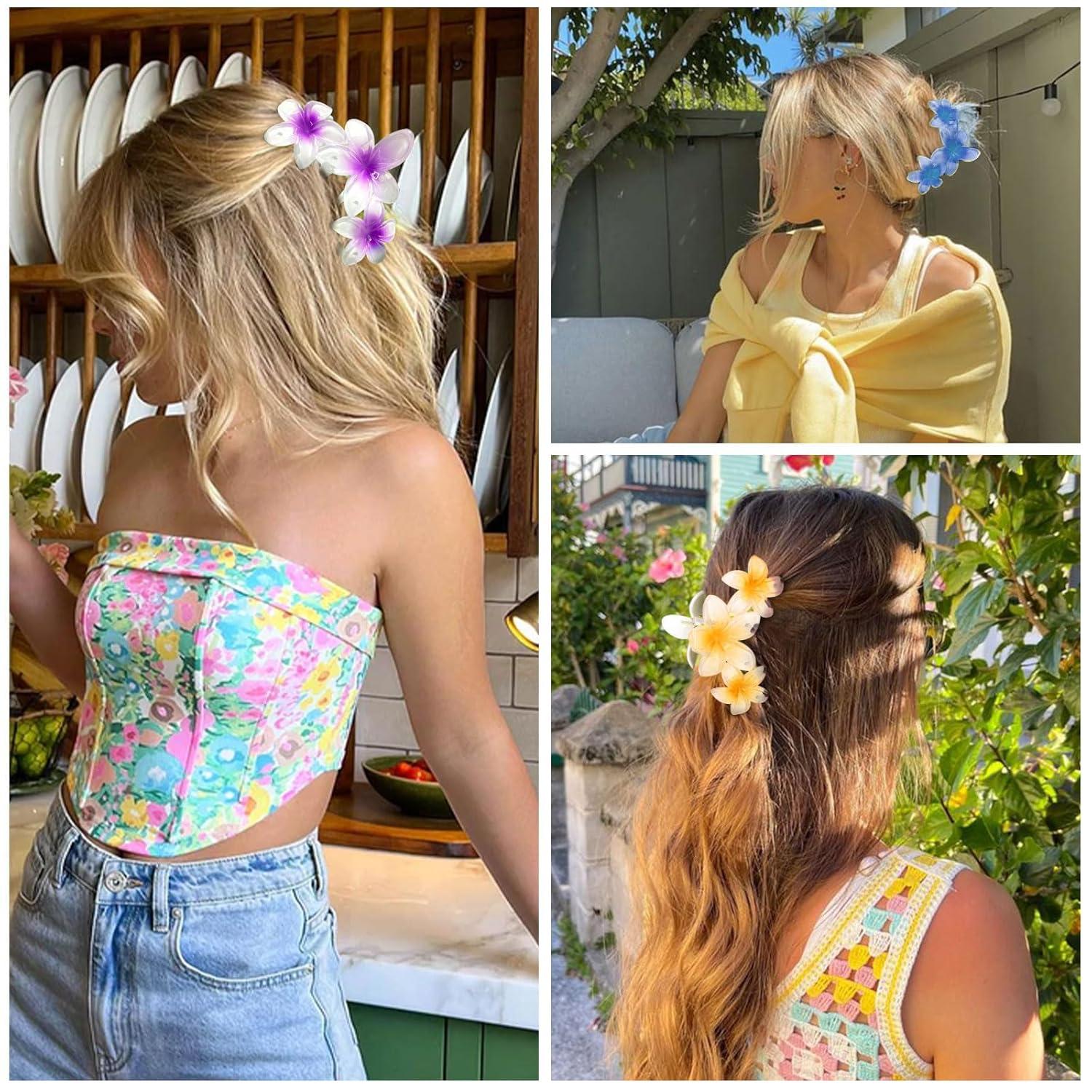 4er Set Blumen-Haarklammern Hawaiian Clip Große Haarspangen Stark Halt
