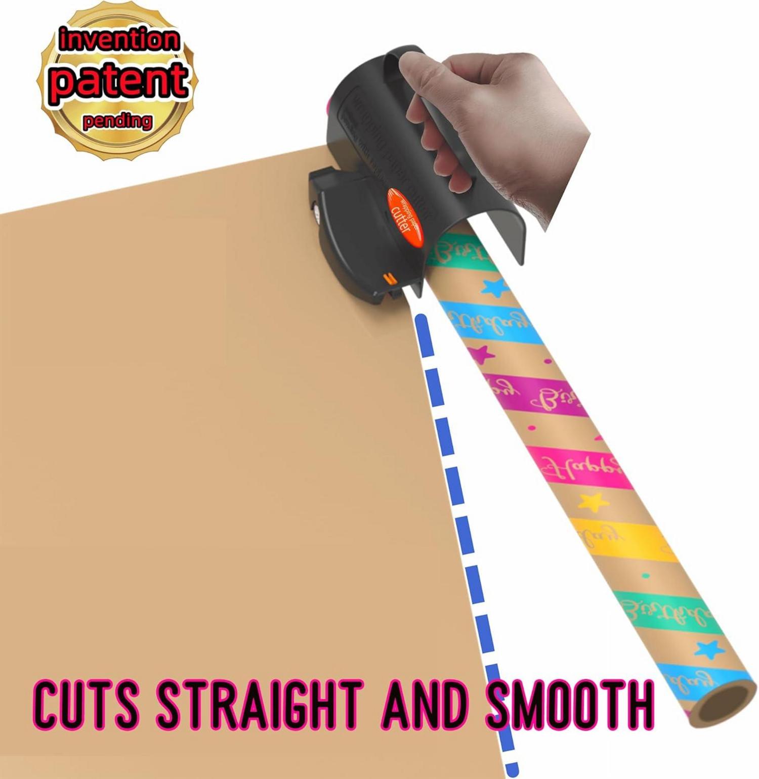 Wrap Cutter Geschenkpapier Schneider mit 3 austauschbaren Klingen - Papierrollenschneider für Festtage