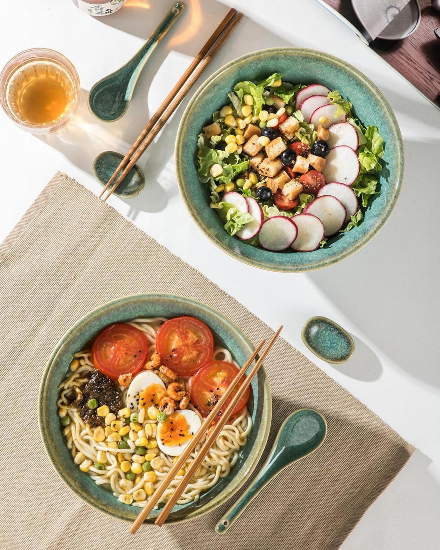 HENXFEN LEAD Japanische Ramen Schüssel Set 2L Keramik Bowl 2X