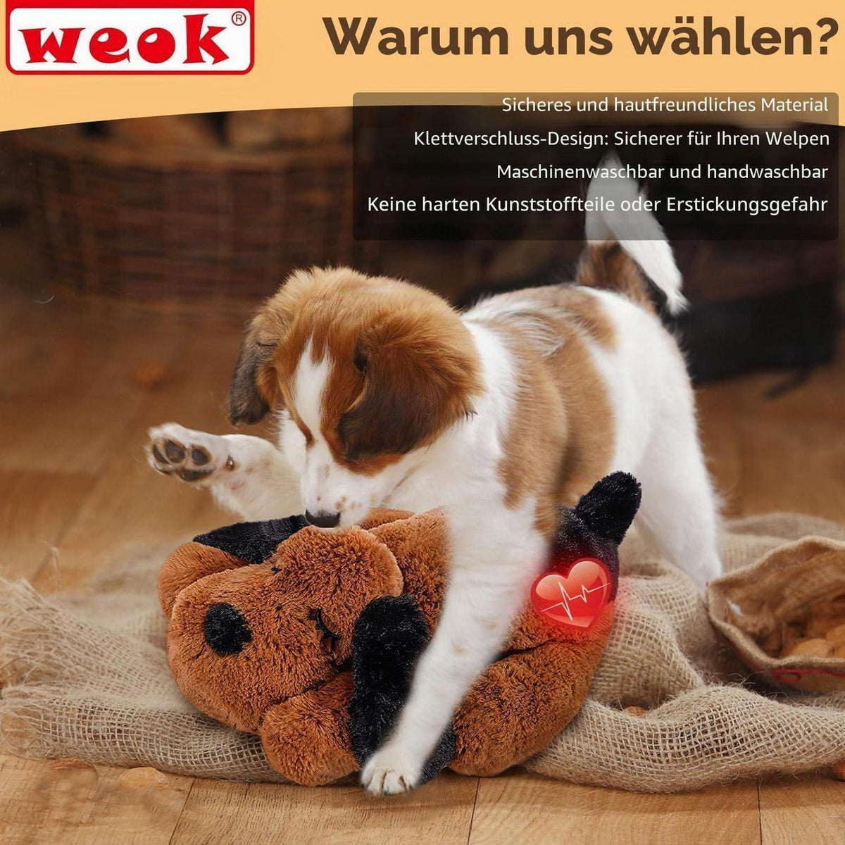 Herzschlag Welpe Plüschtier – Angstlinderung & Kuscheltraum