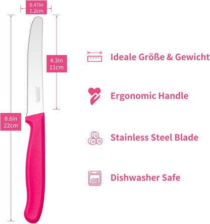 Tafelmesser Set 6 Stück Frühstücksmesser Brotmesser