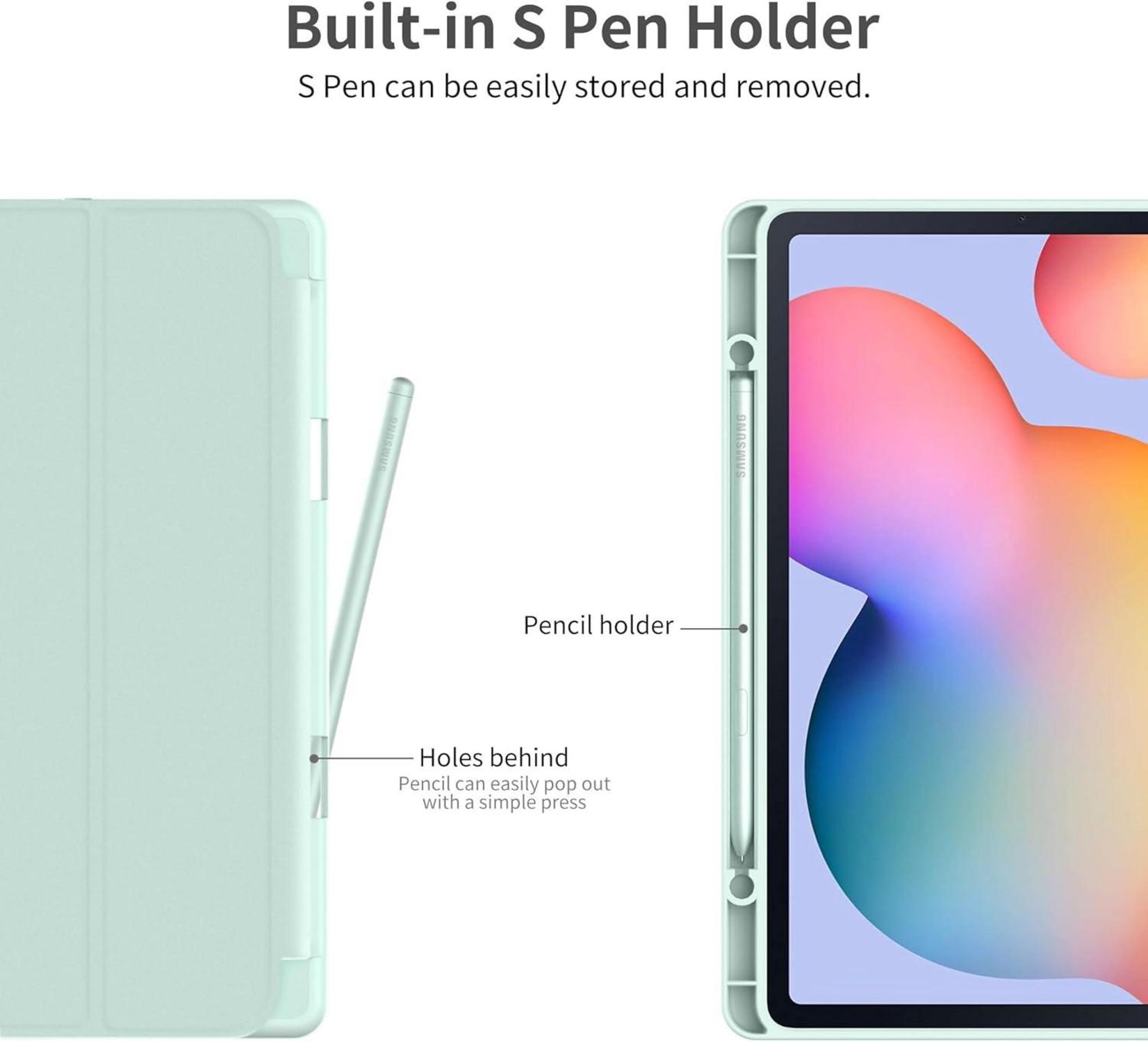 EasyAcc Samsung Galaxy Tab S6 Lite 10.4 Zoll Hülle mit Schutzfolie & S Pen Halter - Grün