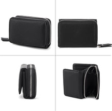 CHAOFANXI Trifold Damen Geldbörse Leder Schwarz 6