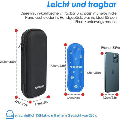 Insulin Kühltasche mit Kühlakkus – TSA-sicher für Reisen