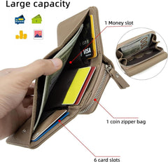 CHAOFANXI Damen Geldbörse Trifold Leder Portemonnaie 6 Kartenfächer Schwarz