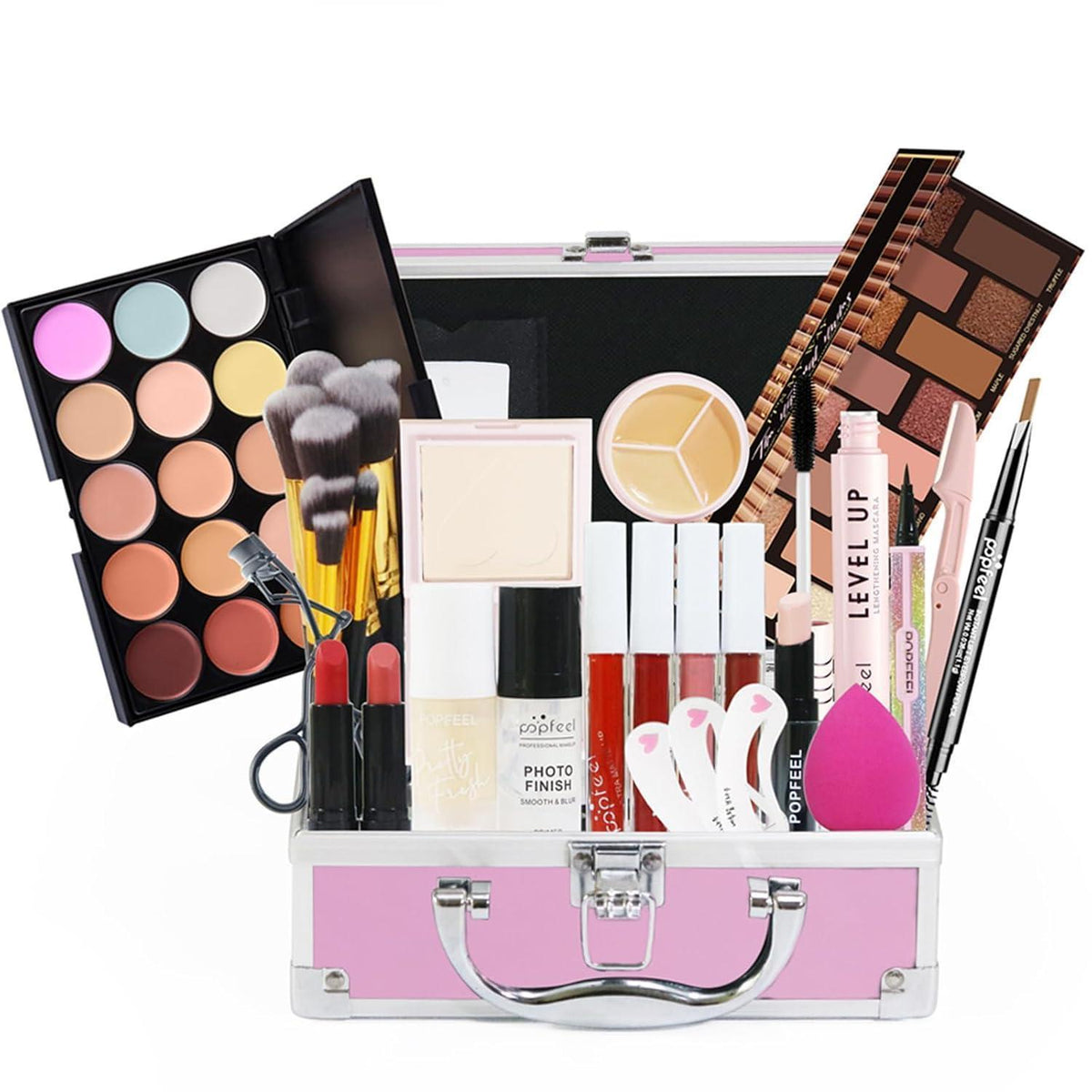 Geschenkset Make-up: Komplettes Kosmetik Set für Gesicht, Augen & Lippen