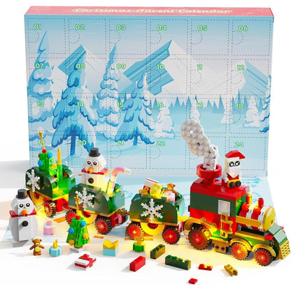 D-FantiX Adventskalender Weihnachtszug Bausteine LED