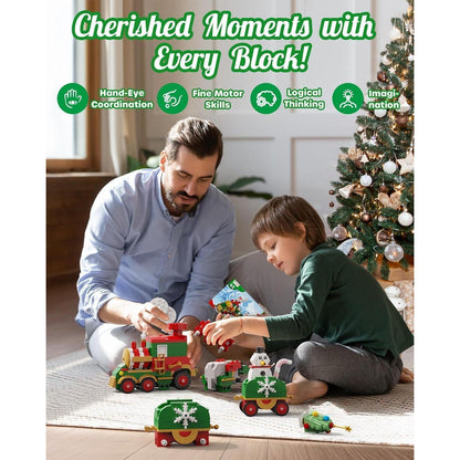 D-FantiX Adventskalender Weihnachtszug Bausteine LED